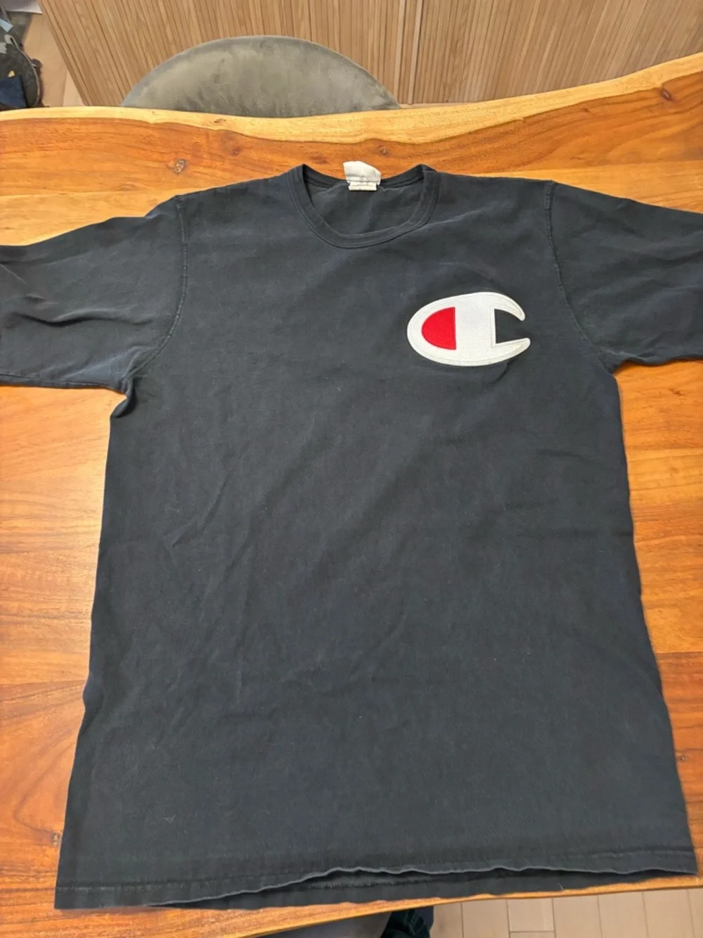 Champion Black T-Shirt with White and Red Logo.mens XL. - Picture 1 of 4